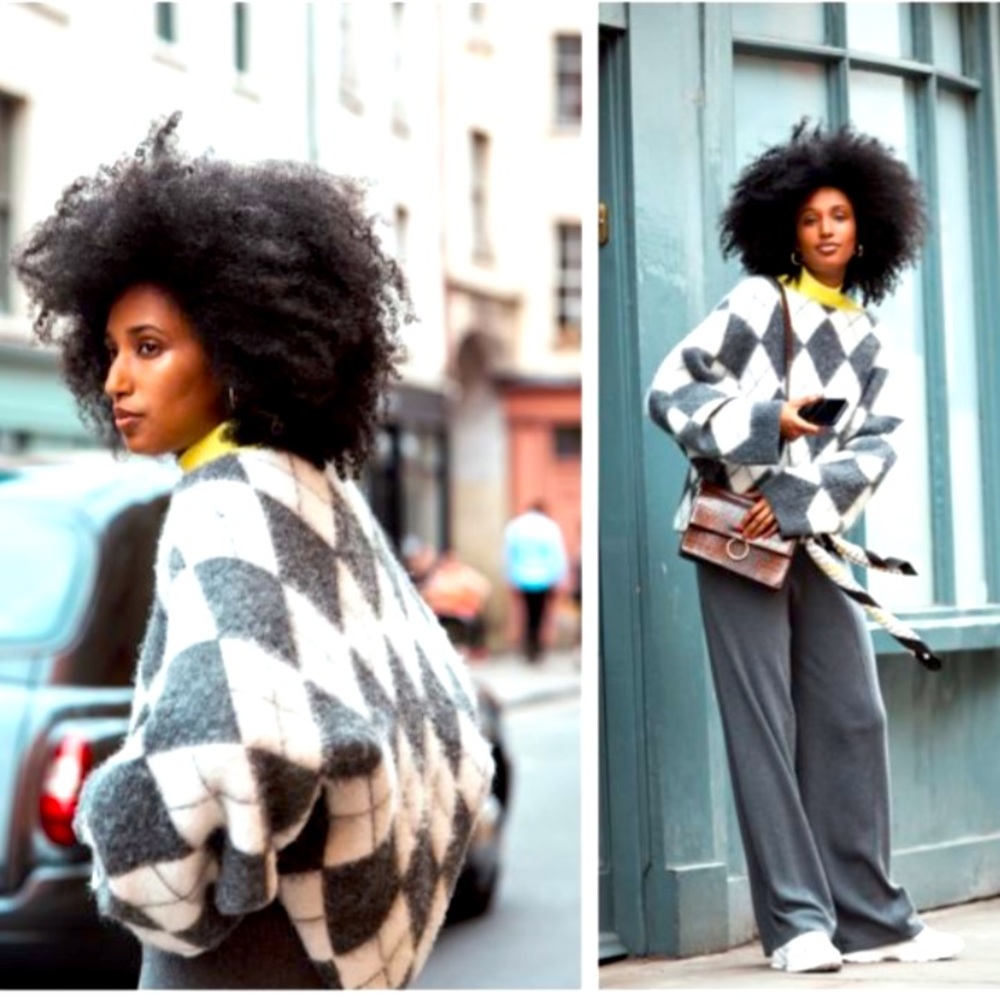 Pringle of Scotland x H&M Argyle Oversized Crop Sweater Size XL